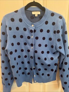 Free Assembly Blue Polka Dot Button-Front Cardigan